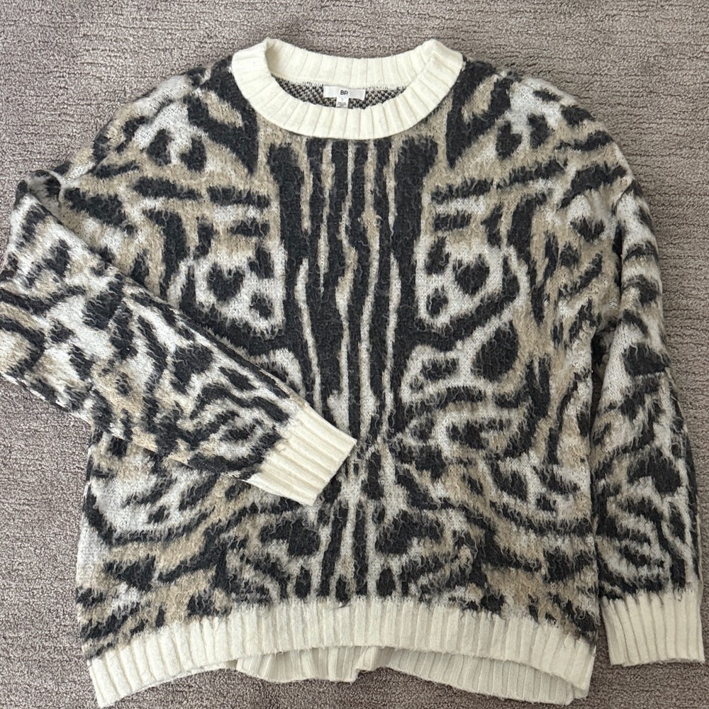 BP Animal Print Sweater - Black and Cream